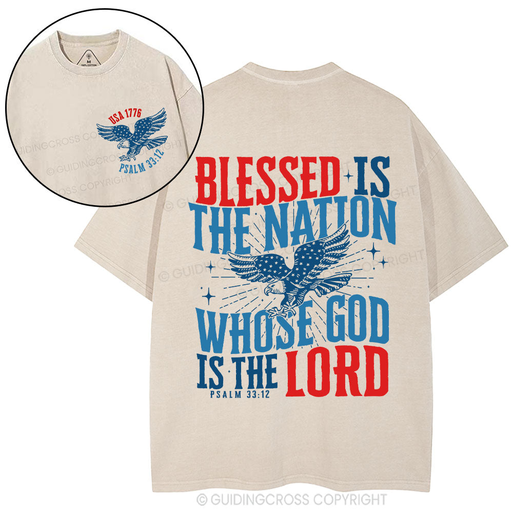 Blessed Is The Nation Whose God Is The Lord Christian Washed T-Shirt