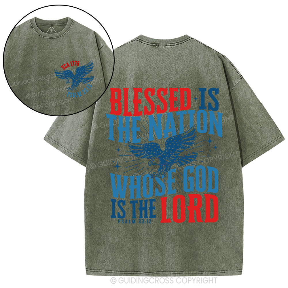 Blessed Is The Nation Whose God Is The Lord Christian Washed T-Shirt