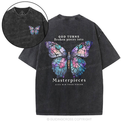 God Turns Broken Pieces Into Masterpieces Chirstian Washed T-Shirt