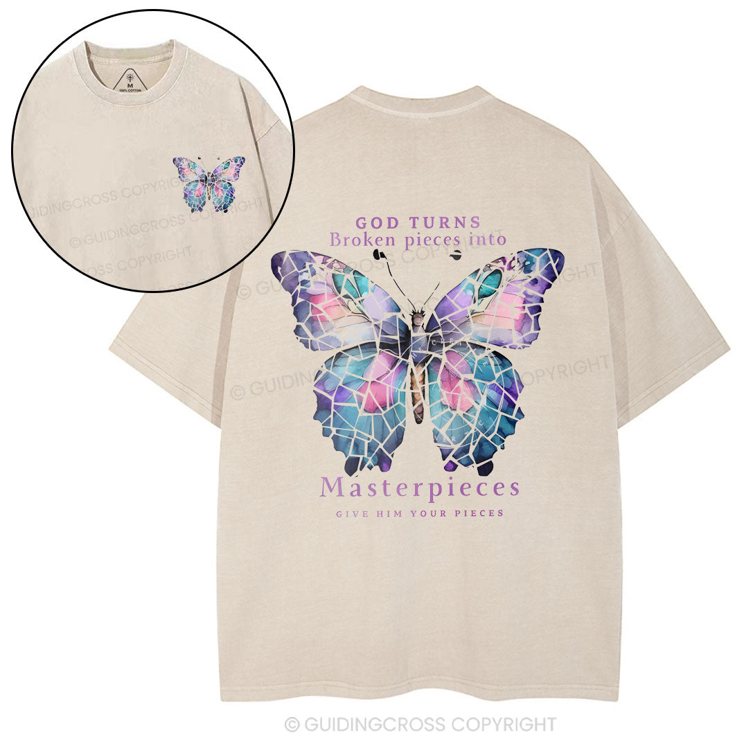 God Turns Broken Pieces Into Masterpieces Chirstian Washed T-Shirt