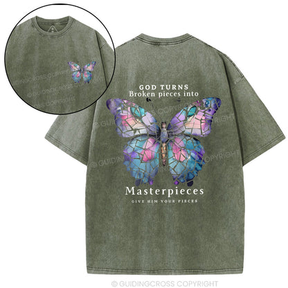 God Turns Broken Pieces Into Masterpieces Chirstian Washed T-Shirt