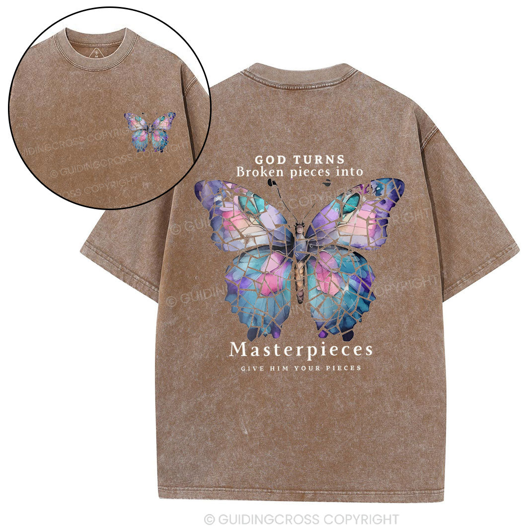 God Turns Broken Pieces Into Masterpieces Chirstian Washed T-Shirt