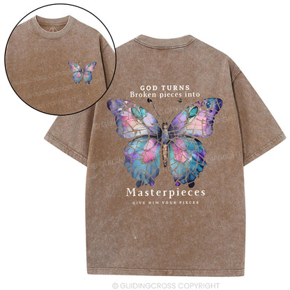 God Turns Broken Pieces Into Masterpieces Chirstian Washed T-Shirt