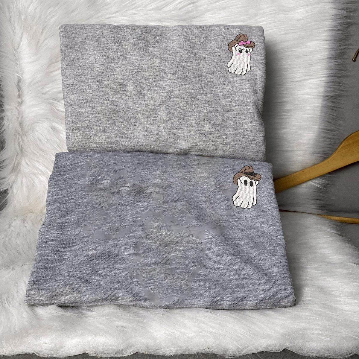 Custom Embroidered Halloween Cowboy Ghost Spooky Season Hoodies For Couples