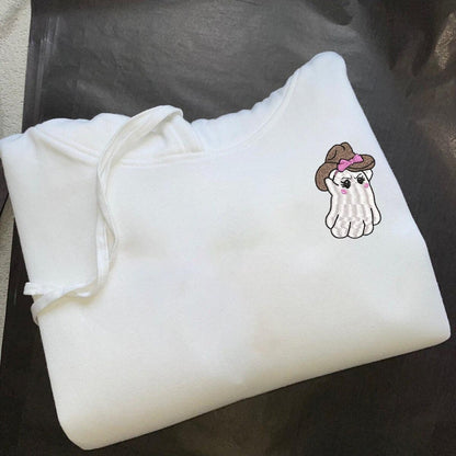 Custom Embroidered Halloween Cowboy Ghost Spooky Season Hoodies For Couples