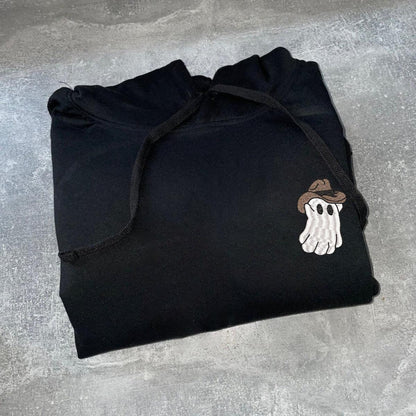 Custom Embroidered Halloween Cowboy Ghost Spooky Season Hoodies For Couples