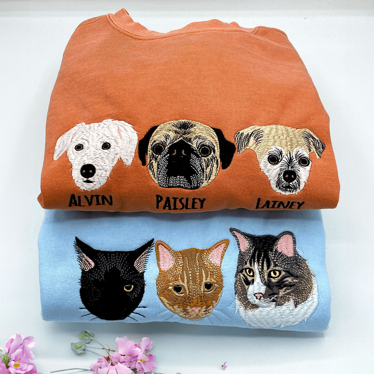 Custom Embroidered Cat Sweatshirt from Photo | Gift For Pet Lover