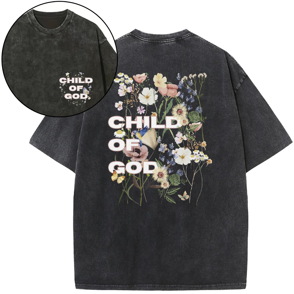 Child Of God Wildflowers Christian Washed T-Shirt