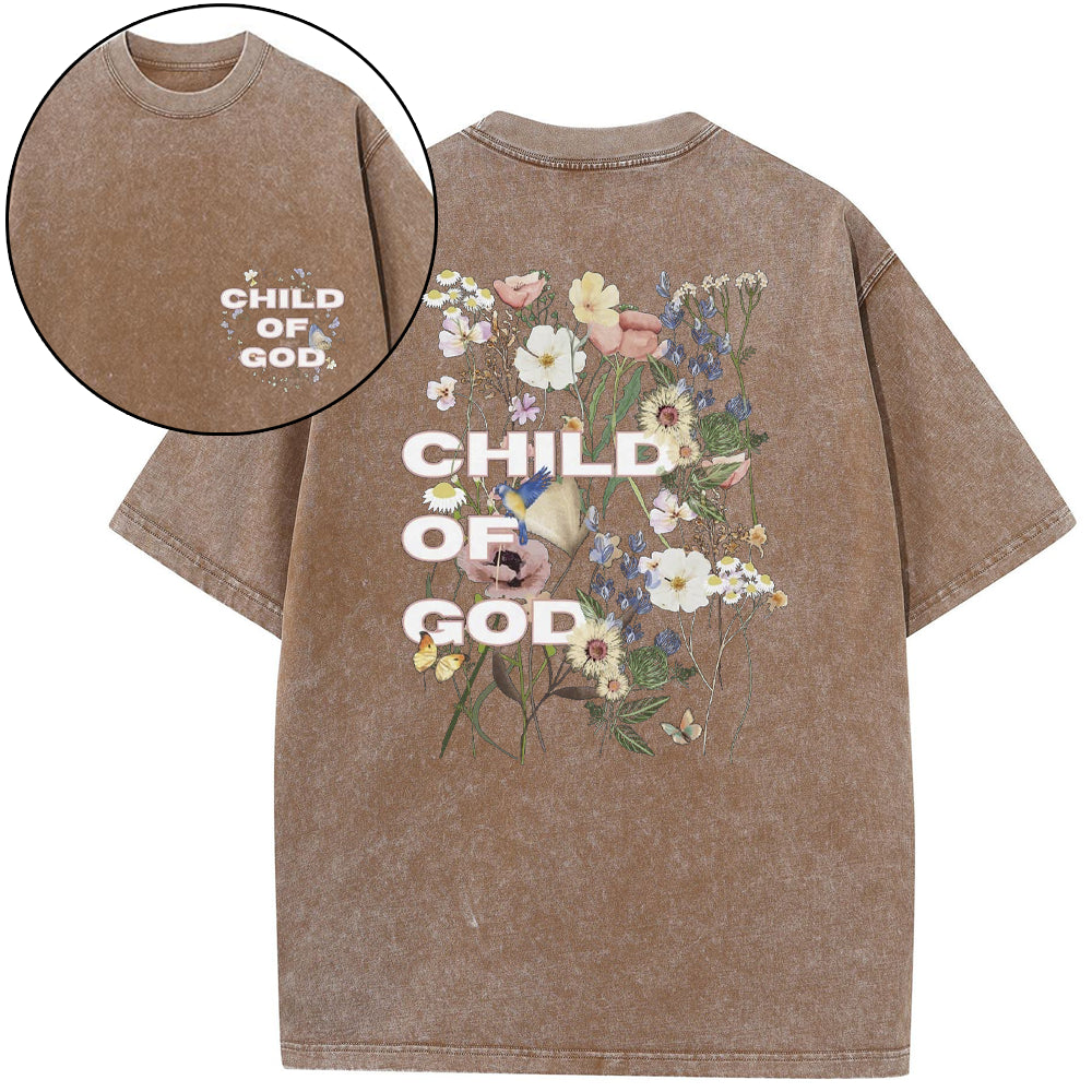 Child Of God Wildflowers Christian Washed T-Shirt