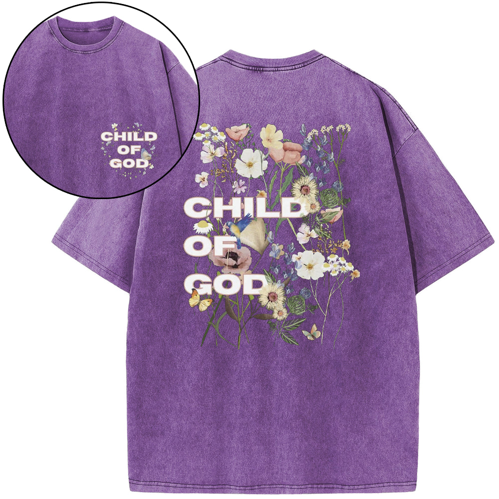 Child Of God Wildflowers Christian Washed T-Shirt