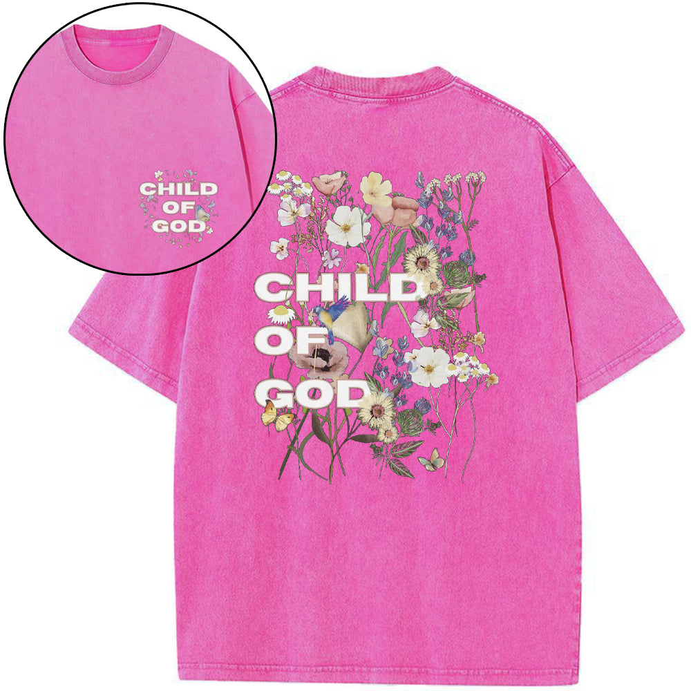 Child Of God Wildflowers Christian Washed T-Shirt
