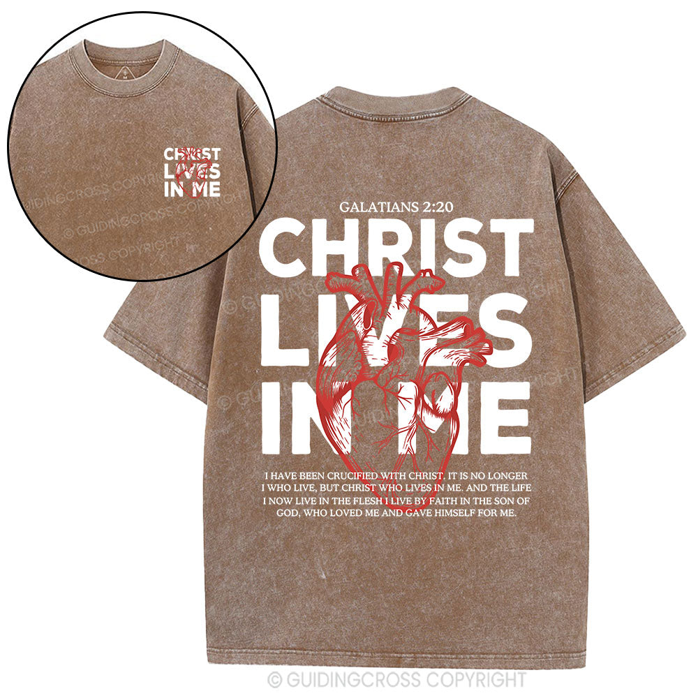Christ Lives In Me Christian Washed T-Shirt