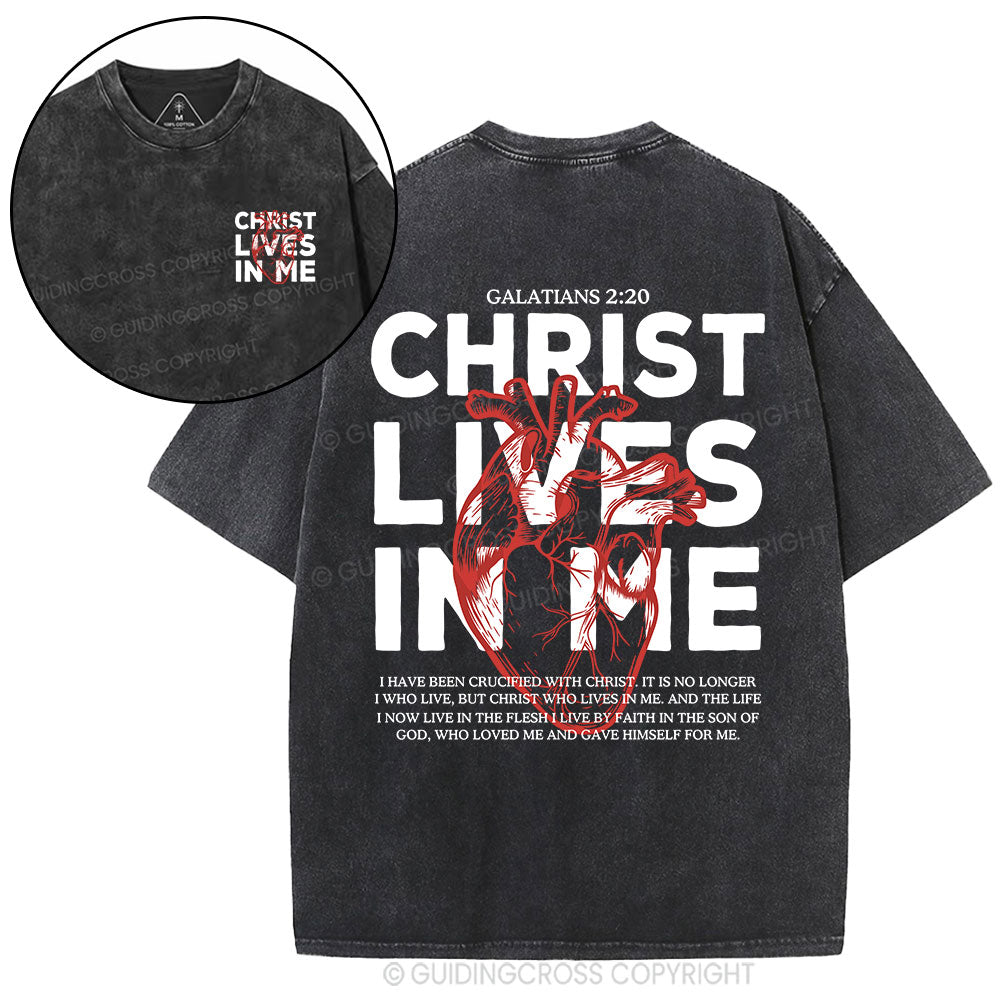 Christ Lives In Me Christian Washed T-Shirt