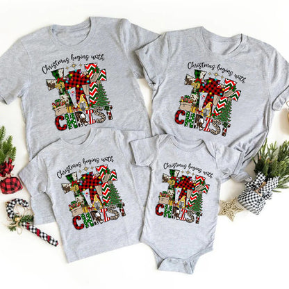 Christmas Begins With Christ Christian Family Matching Shirts