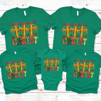 Christmas Begins With Christ Christian Family Matching Shirts