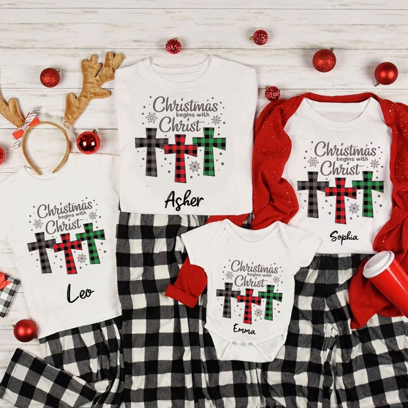 Christmas Begins With Christ Christian Christmas Family Matching Shirts