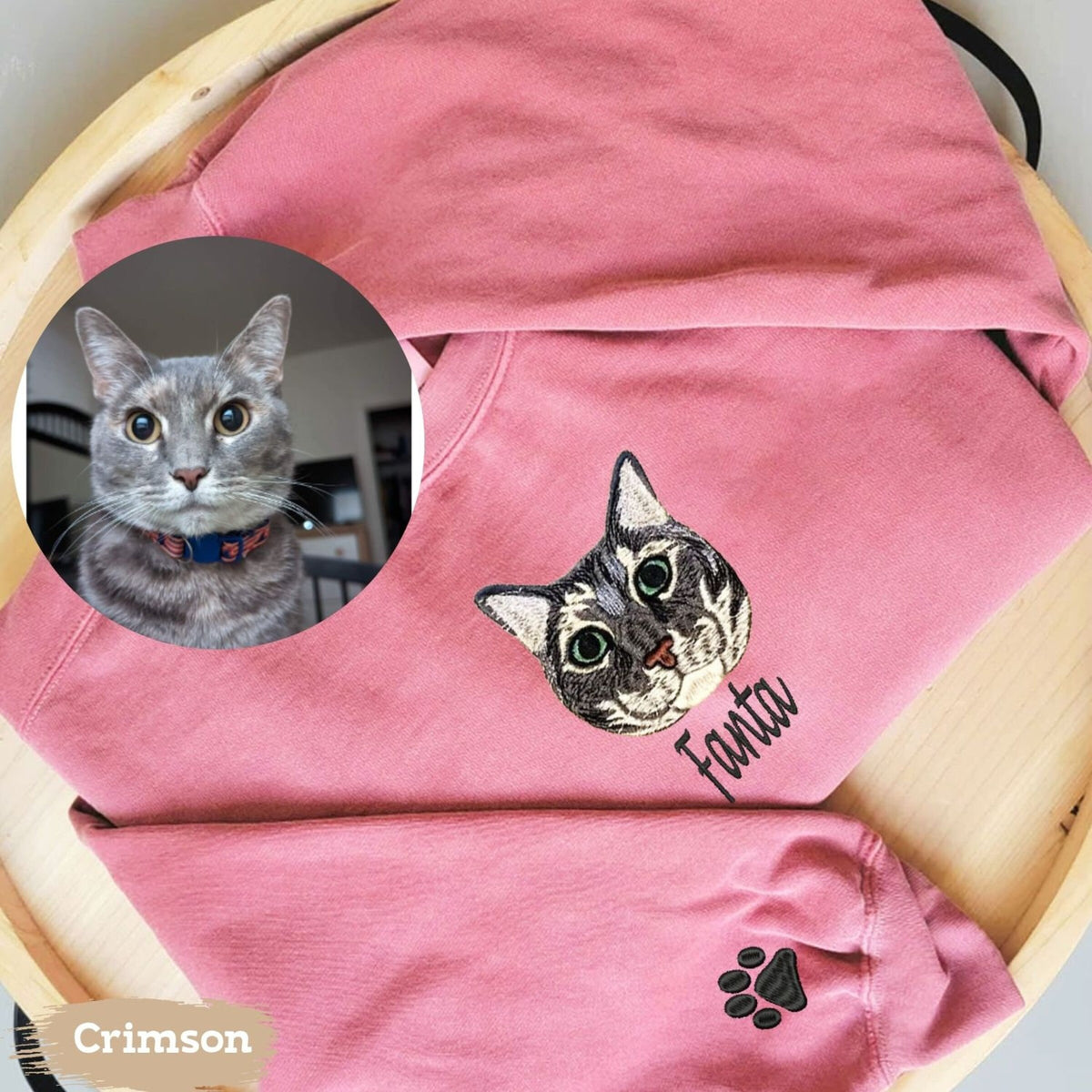 Custom Embroidered Cat Sweatshirt from Photo | Gift For Pet Lover