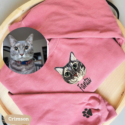 Custom Embroidered Cat Sweatshirt from Photo | Gift For Pet Lover