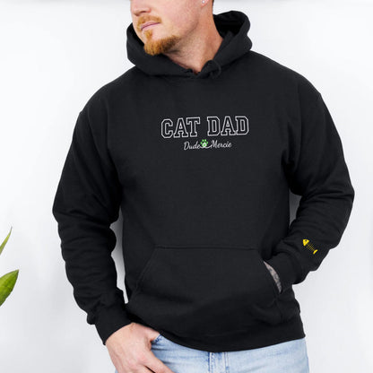 Custom Cat Dad with Names Embroidered Hoodie | Gift For Pet Lovers