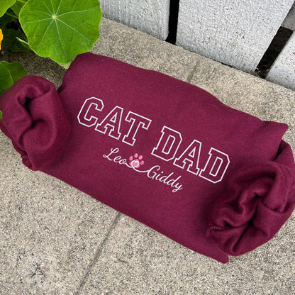 Custom Cat Dad with Names Embroidered Hoodie | Gift For Pet Lovers