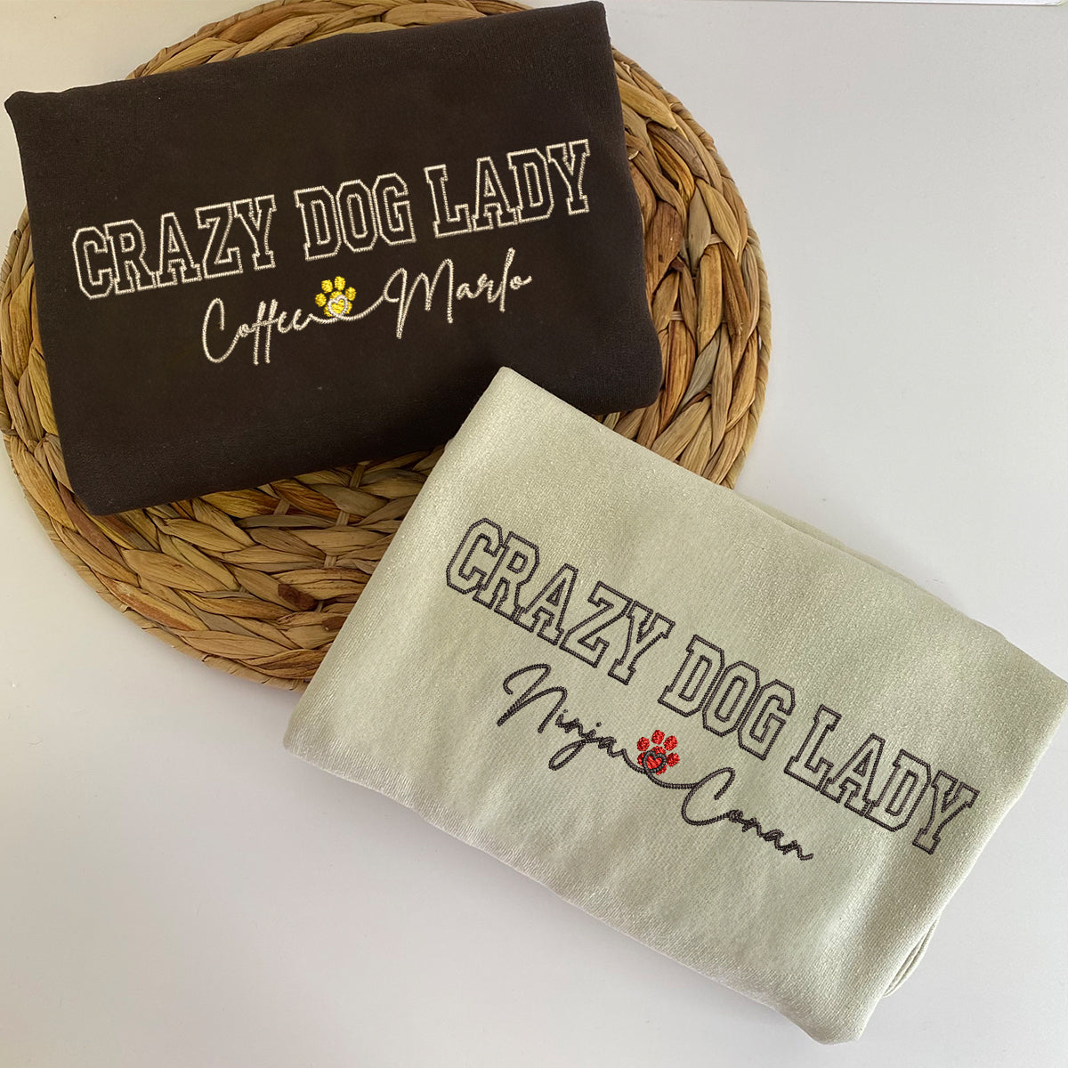 Custom Crazy Dog Lady With Names Embroidered Sweatshirt | Gift For Pet Lovers