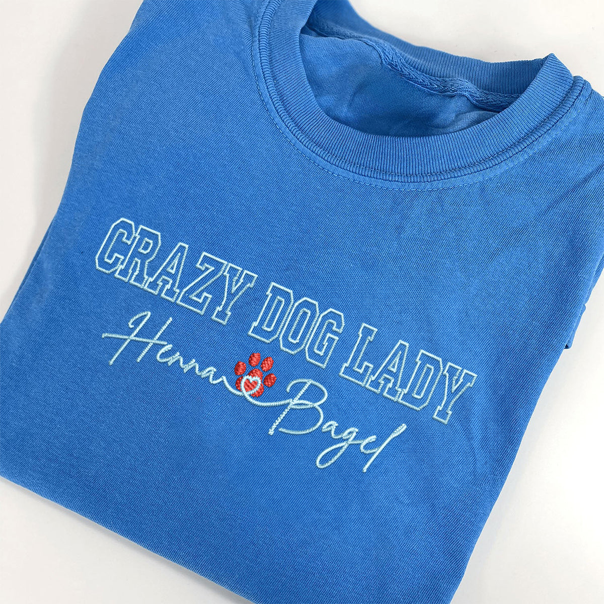 Custom Crazy Dog Lady With Names Embroidered T-Shirt | Gift For Pet Lovers