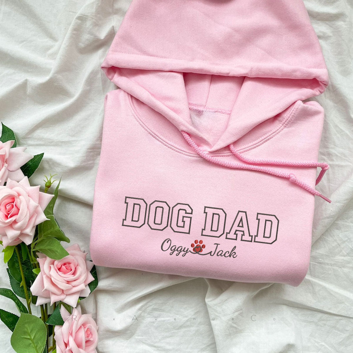 Custom Dog Dad with Names Embroidered Hoodie | Gift For Pet Lovers