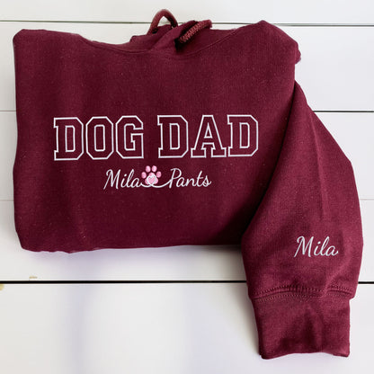 Custom Dog Dad with Names Embroidered Hoodie | Gift For Pet Lovers