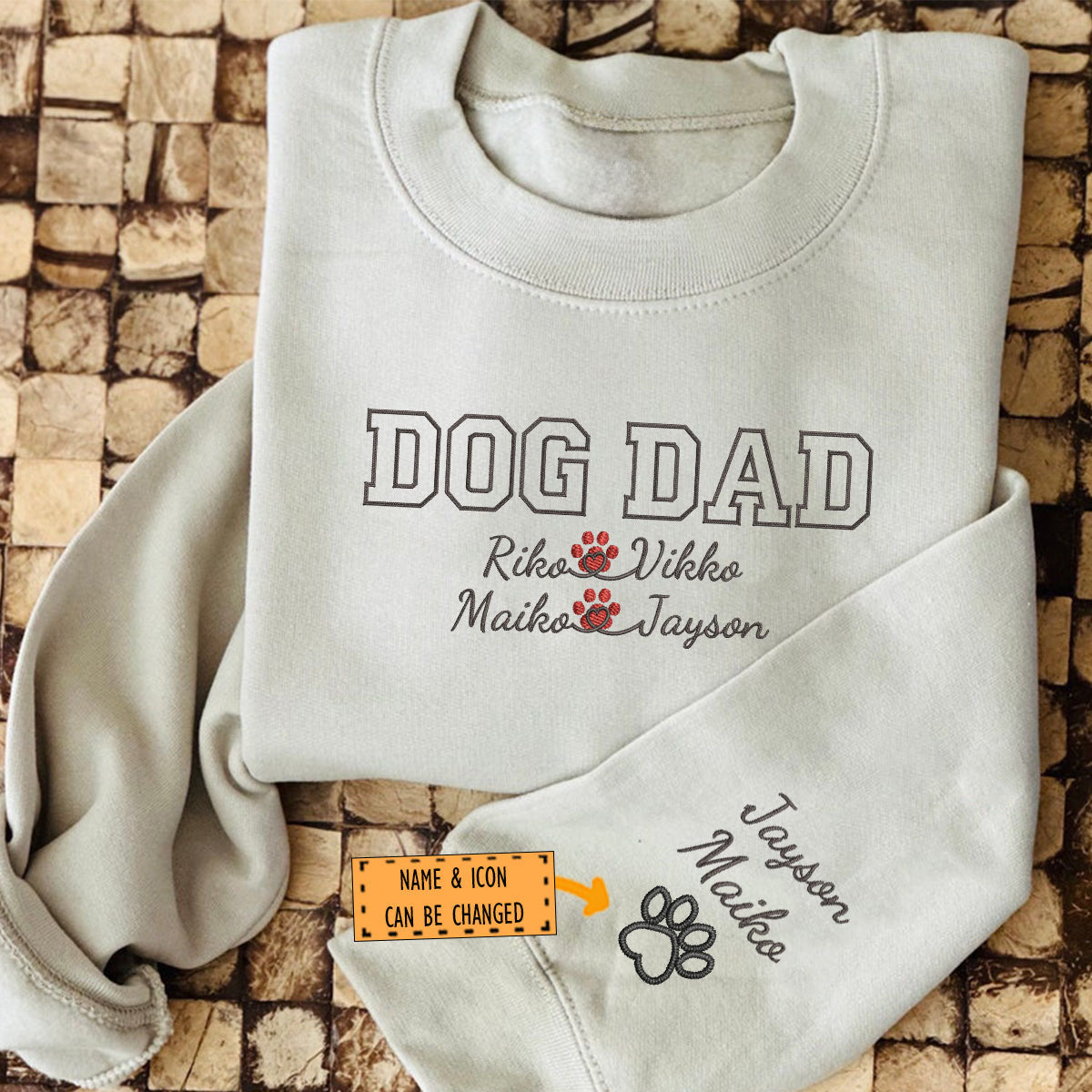 Custom Dog Dad with Names Embroidered Sweatshirt | Gift For Pet Lovers