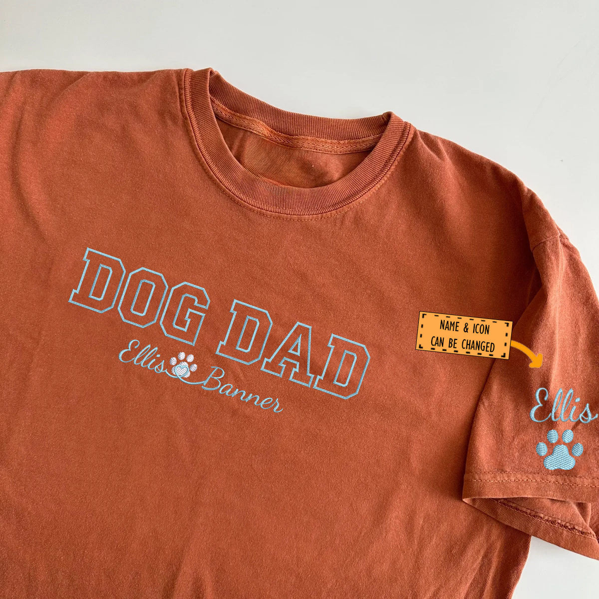 Custom Dog Dad with Names Embroidered T-Shirt | Gift For Pet Lovers