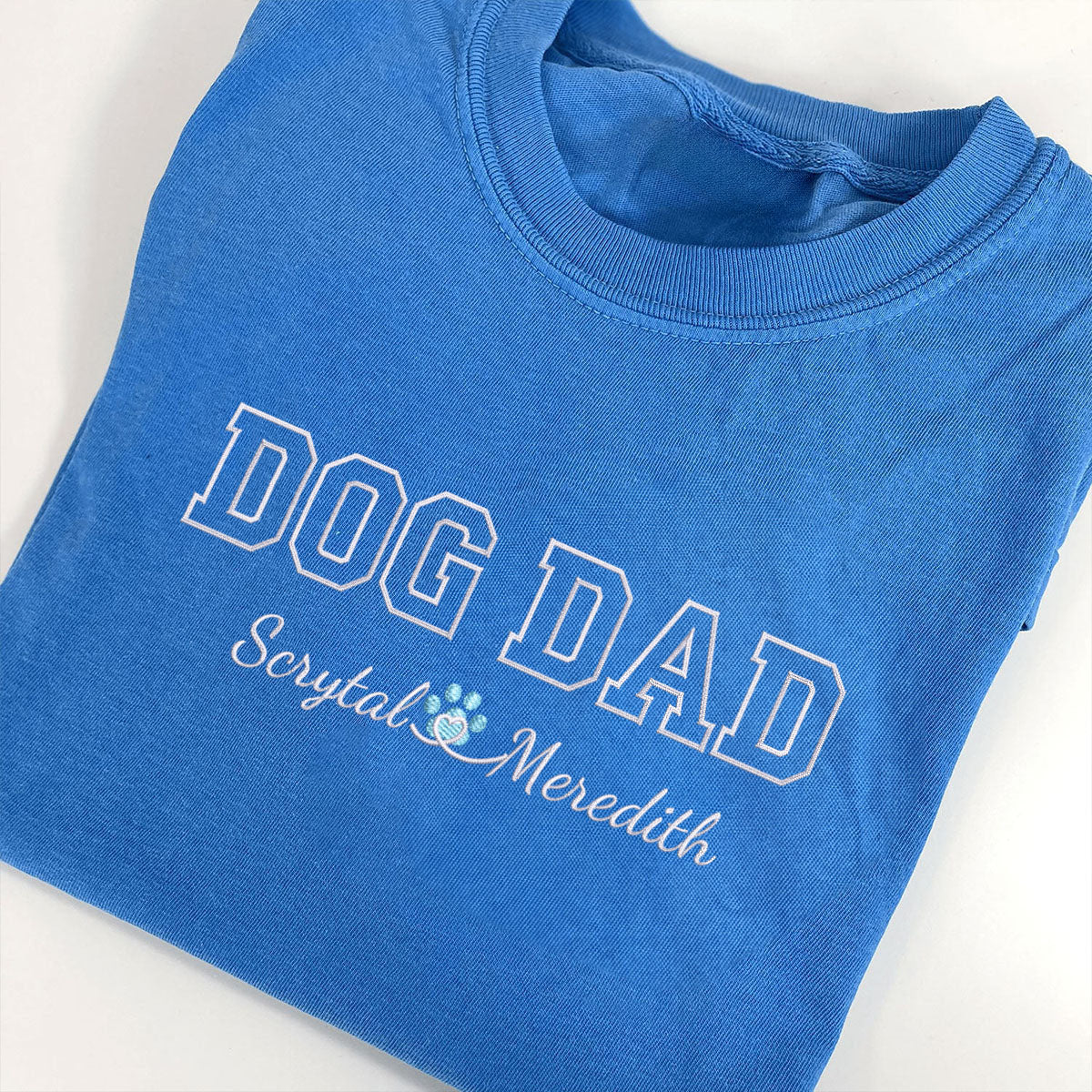 Custom Dog Dad with Names Embroidered T-Shirt | Gift For Pet Lovers