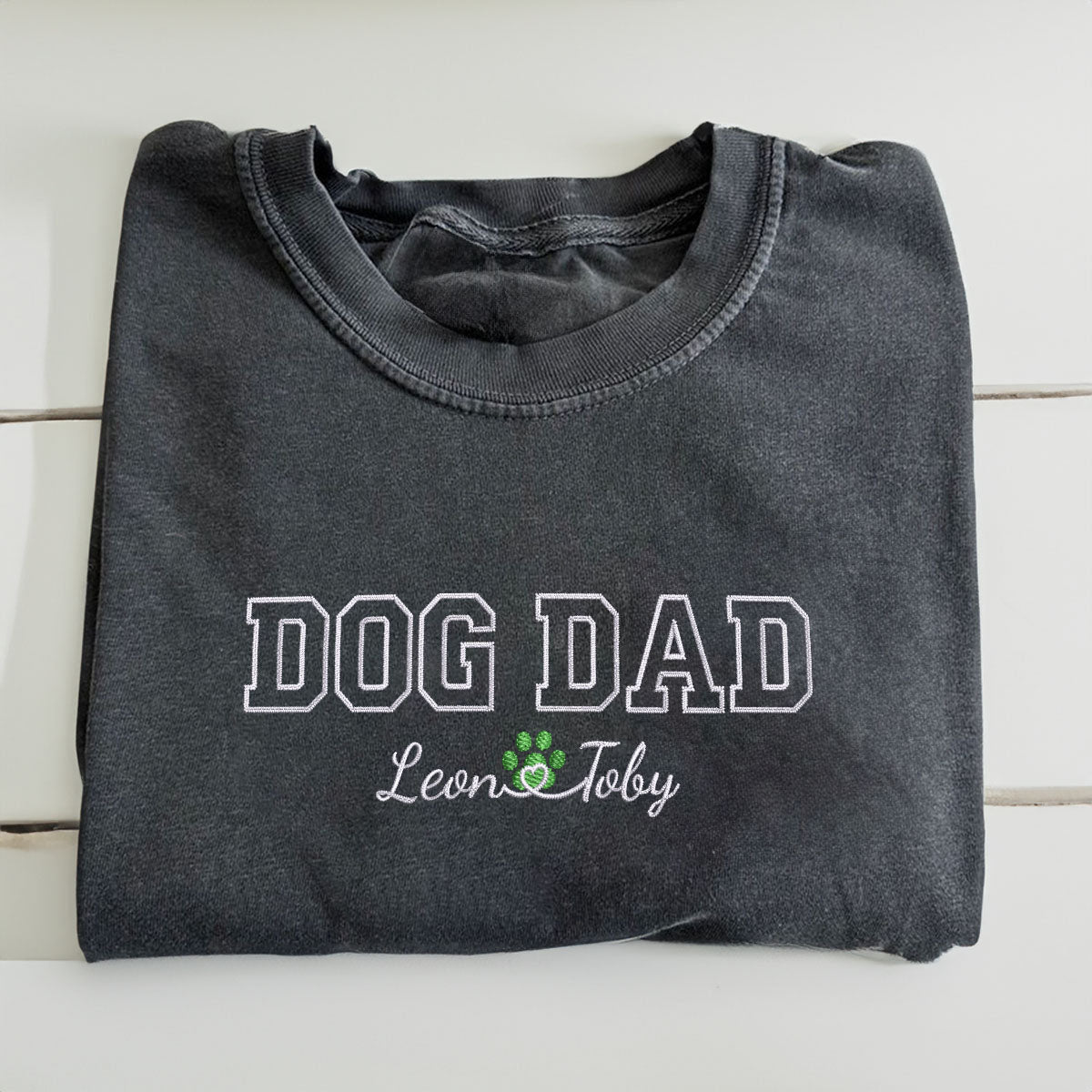 Custom Dog Dad with Names Embroidered T-Shirt | Gift For Pet Lovers