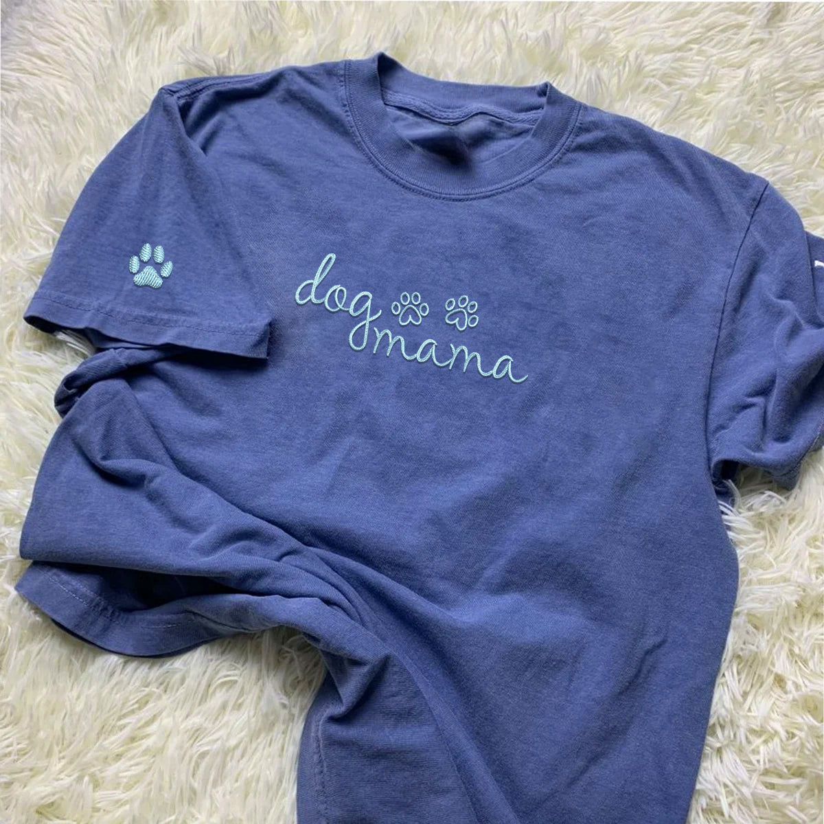 Custom Dog Mama Embroidered T-Shirt | Gift For Pet Lovers