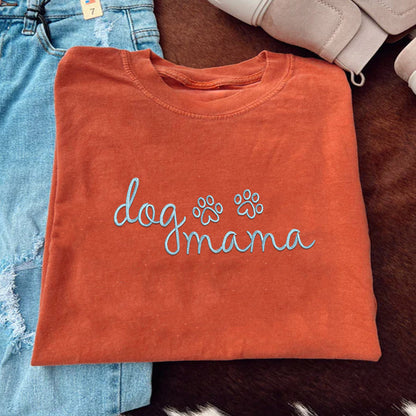 Custom Dog Mama Embroidered T-Shirt | Gift For Pet Lovers