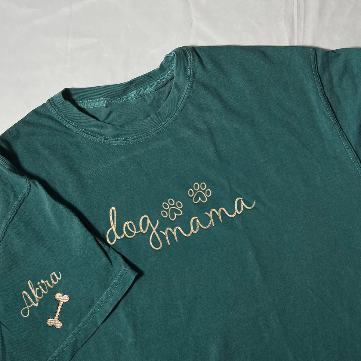 Custom Dog Mama Embroidered T-Shirt | Gift For Pet Lovers