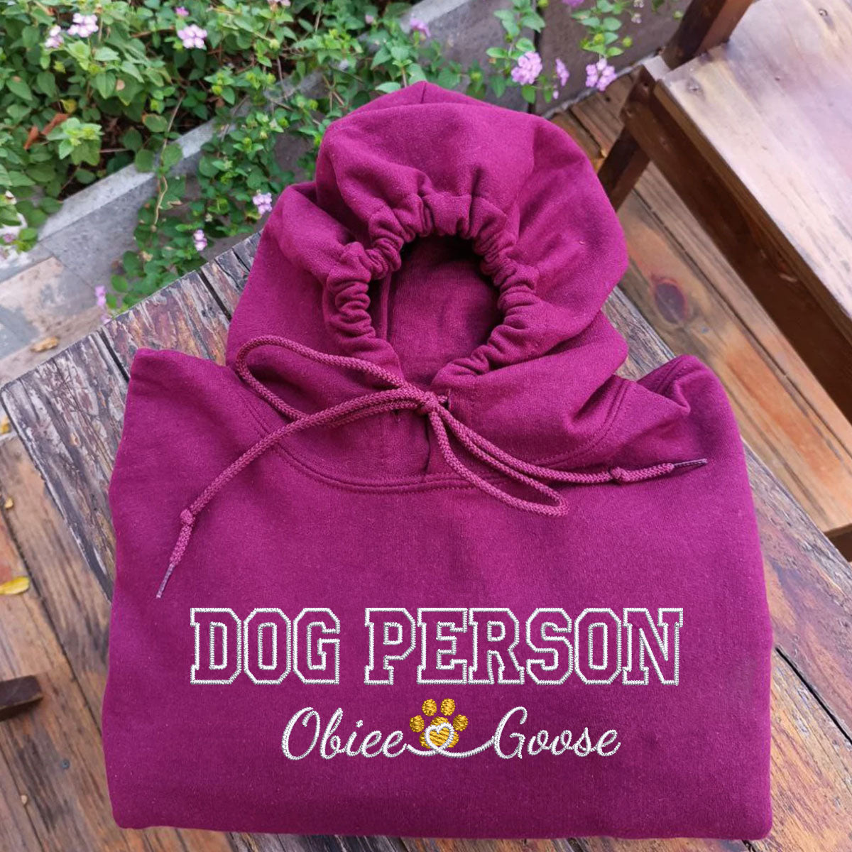 Custom Dog Person With Names Embroidered Hoodie | Gift For Pet Lovers