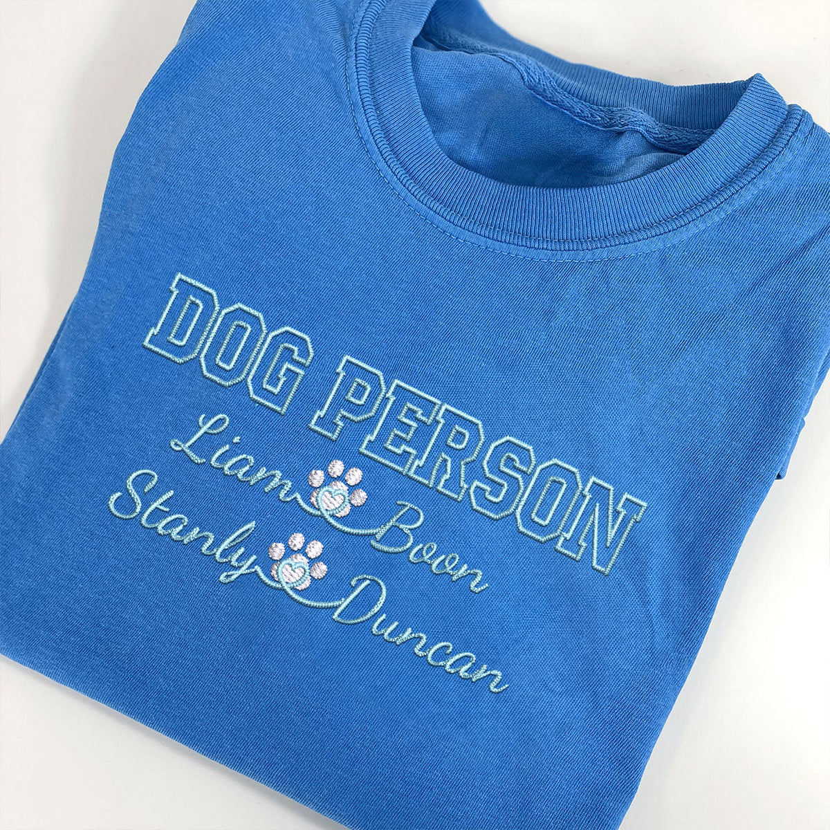 Custom Dog Person With Names Embroidered T-Shirt | Gift For Pet Lovers