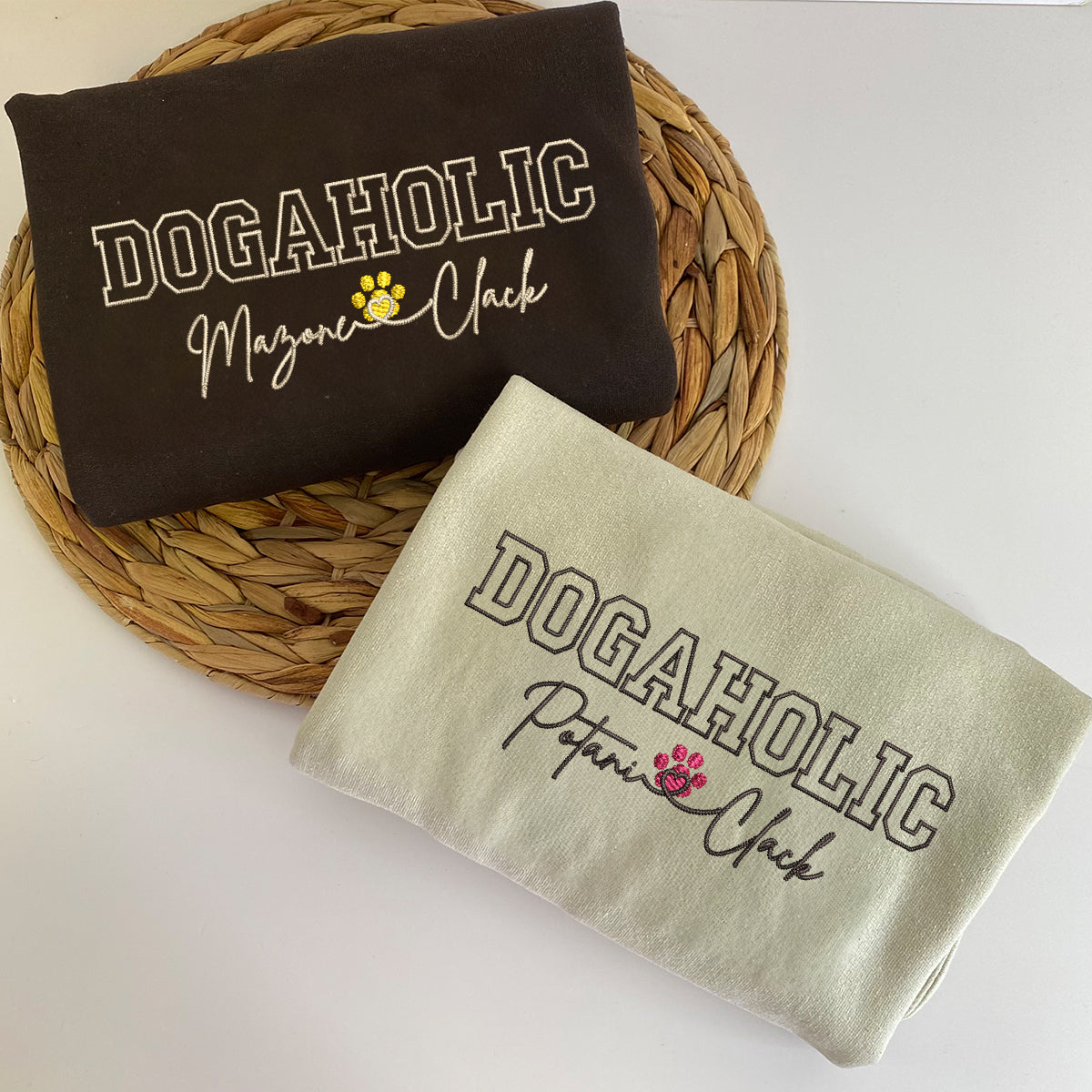 Custom Dogaholic With Names Embroidered Hoodie | Gift For Pet Lovers