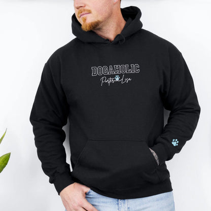 Custom Dogaholic With Names Embroidered Hoodie | Gift For Pet Lovers