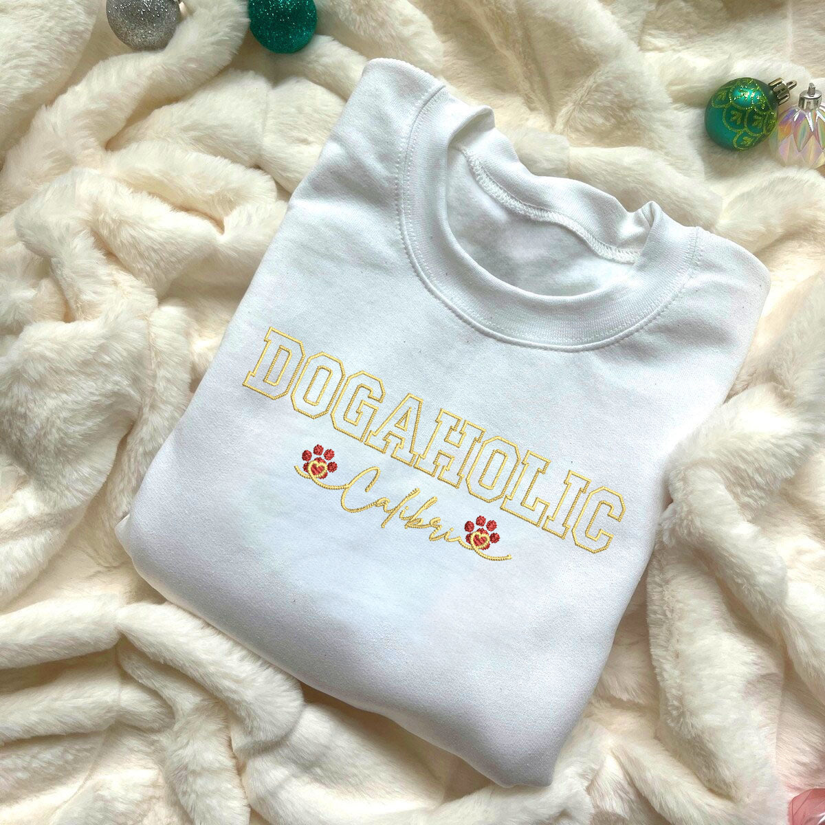 Custom Dogaholic With Names Embroidered Sweatshirt | Gift For Pet Lovers