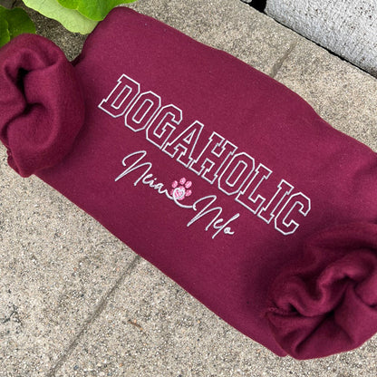 Custom Dogaholic With Names Embroidered Sweatshirt | Gift For Pet Lovers