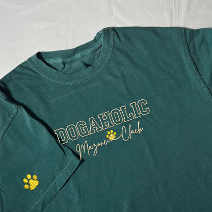 Custom Dogaholic With Names Embroidered T-Shirt | Gift For Pet Lovers
