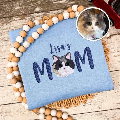 Custom Full-Color Pet Mom With Name Embroidered Hoodie | Gift For Pet Lovers