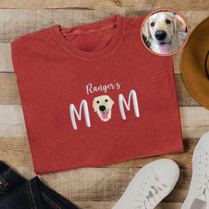 Custom Full-Color Pet Mom With Name Embroidered T-Shirt | Gift For Pet Lovers
