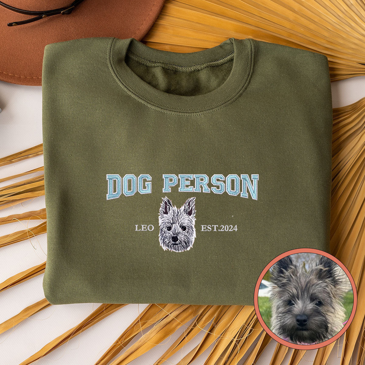 Custom Full-Color Varsity Dog Person Embroidered Sweatshirt | Gift For Pet Lovers