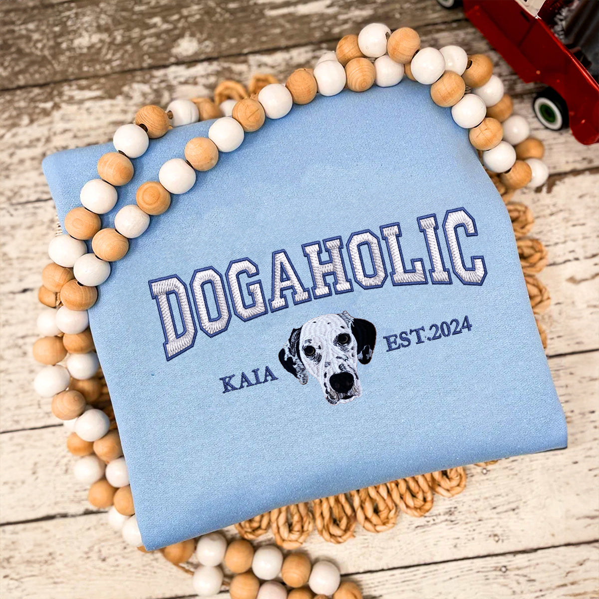Custom Full-Color Varsity Dogaholic Embroidered Hoodie | Gift For Pet Lovers