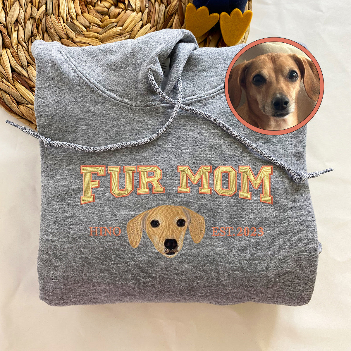 Custom Full-Color Varsity Fur Mom Embroidered Hoodie | Gift For Pet Lovers
