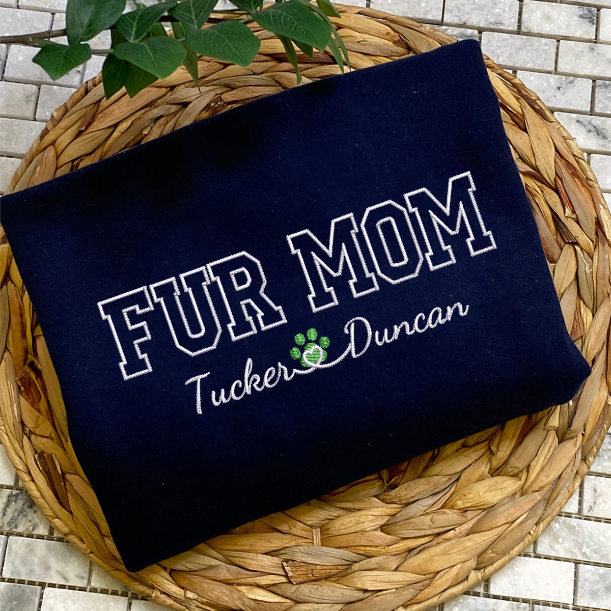 Custom Fur Mom With Names Embroidered Sweatshirt | Gift For Pet Lovers