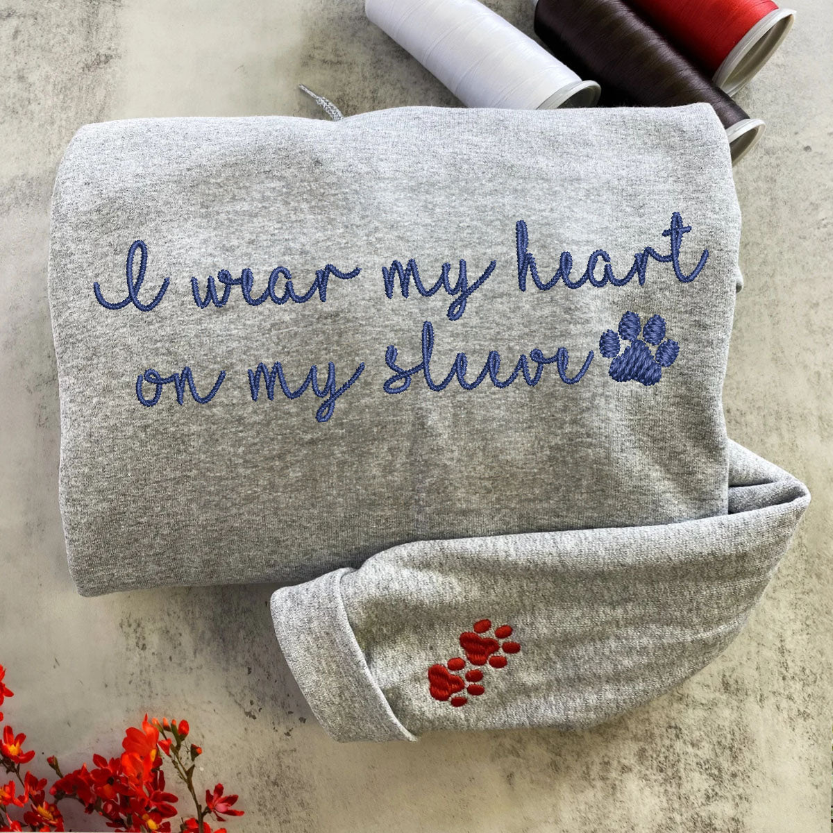 Custom I Wear My Heart On My Sleeve Embroidered Hoodie | Gift For Pet Lovers