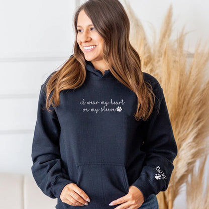 Custom I Wear My Heart On My Sleeve Embroidered Hoodie | Gift For Pet Lovers